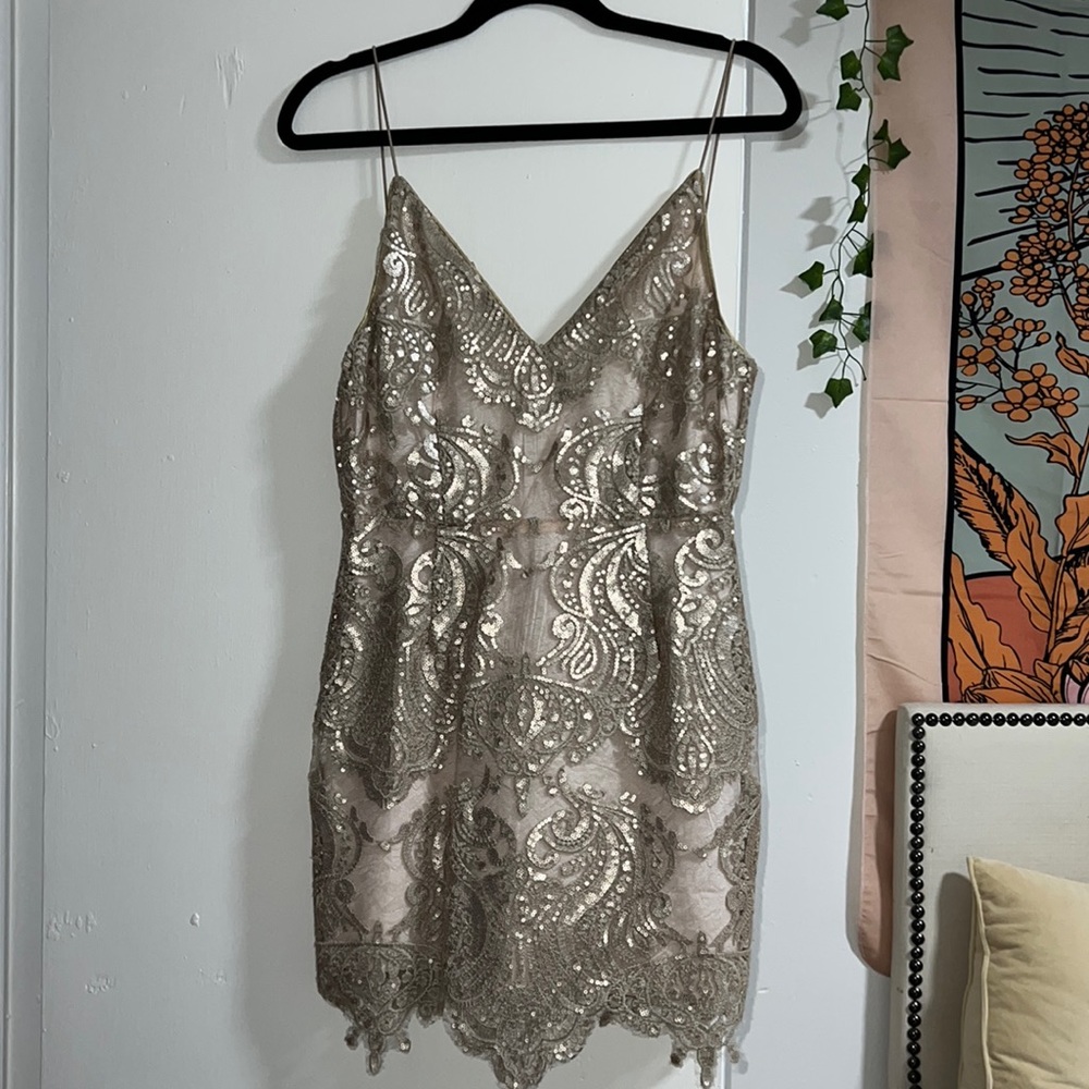 21st bday/ semi formal dress gold